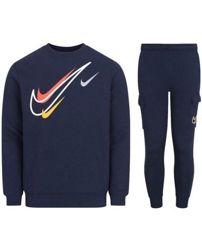 Nike Sportswear Multi Swoosh Graphic Fleece Tracksuit Set - Blue