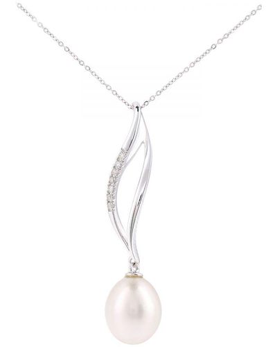 DIAMANT L'ÉTERNEL 9Ct, 0.05Ct Diamonds With Cultured Pearl Pendant - White