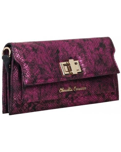 Claudia Canova Metallic Snake Shoulder Clutch Bag Pu - Purple