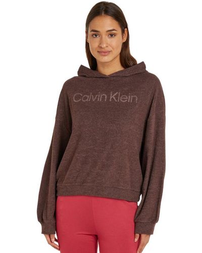 Calvin Klein 000Qs7025E Cosy Lounge Hoodie - Brown