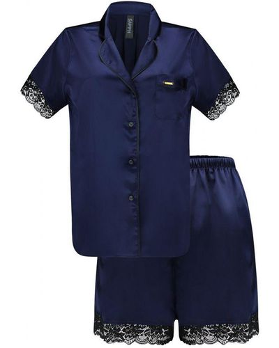 sapph ® Valery Pyjama Top + Short - Blauw