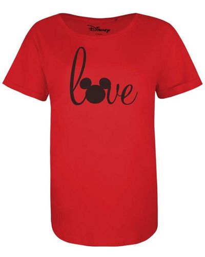 Disney Ladies Love Cotton T-Shirt () - Red