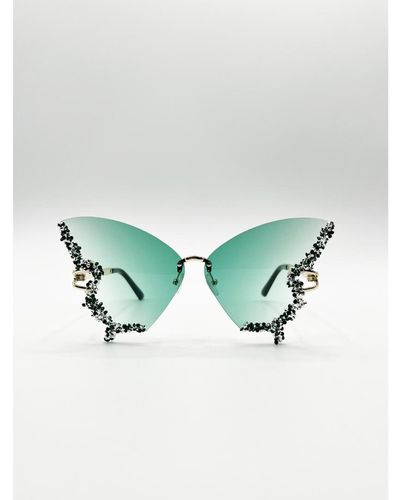 SVNX Butterfly Lens With Crystal Detail - Blue