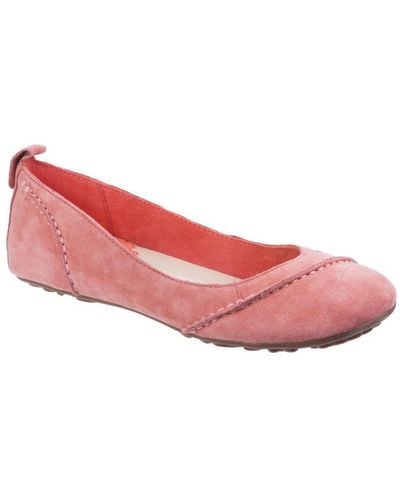 Hush Puppies Ladies Janessa Suede Slip On Court Shoes (Coral Suede) - Pink