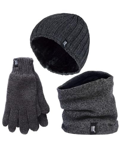 Heat Holders Hat, Neck Warmer & Gloves Set - Black