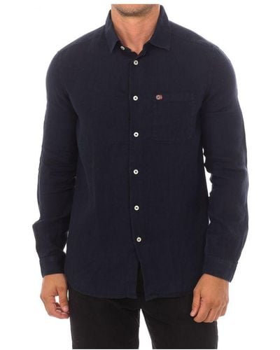 Napapijri G-Creton Long-Sleeved Shirt With Lapel Collar Np0A4G2Z - Blue