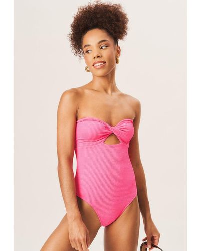 Gini London Twist Front Textured Swimsuit - Pink