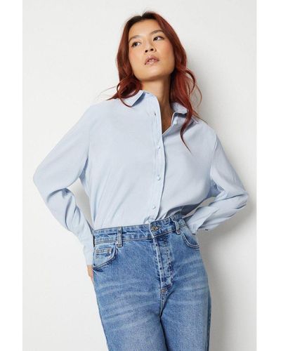 Warehouse Super Soft Boyfriend Shirt Viscose - Blue