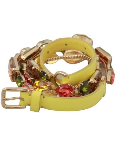 Dolce & Gabbana Yellow Gold Multicolour Crystals Waist Belt - Metallic