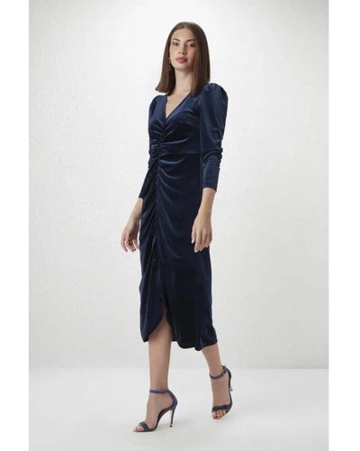 GUSTO Velvet Dress - Blue
