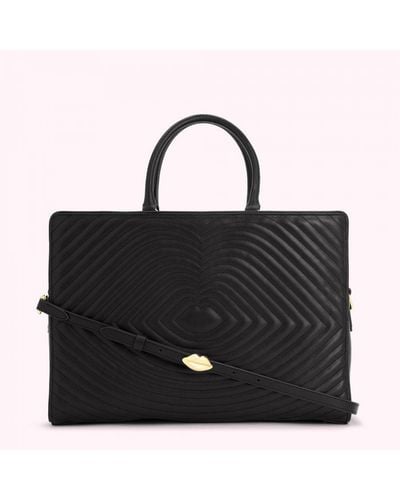 Lulu Guinness Lip Ripple Quilted Leather Bethany Handbag - Black