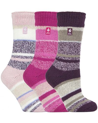 Heat Holders 3 Pack Multipack Ladies Insulated Thermal Socks For Winter - Sydney - Purple