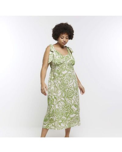 River Island Bodycon Midi Dress Plus Floral - Green