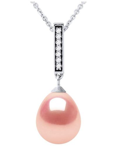 Diadema Barette Necklace Freshwater Pearl Jewellery 9-10 Mm 925 - Pink