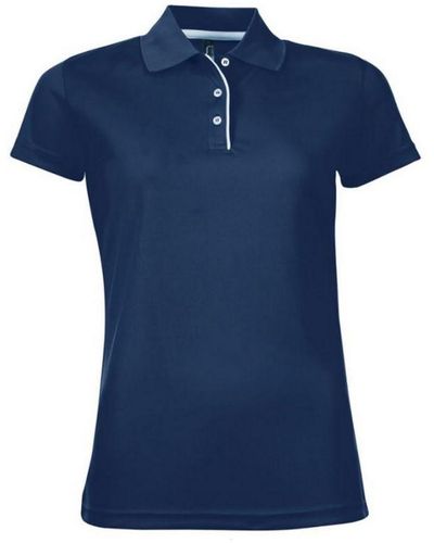 Sol's Ladies Performer Short Sleeve Pique Polo Shirt (French) - Blue