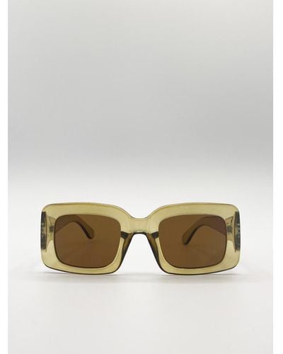 SVNX Chunky Frame Oversized Rectangle Sunglasses - Natural