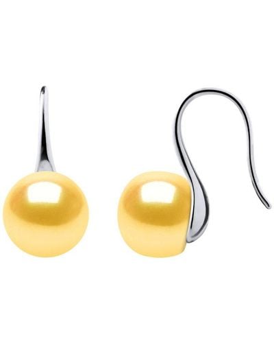 Diadema Oorbellen Hooks Zoetwaterparels 9-10 Mm Buttons Golden 925 - Metallic