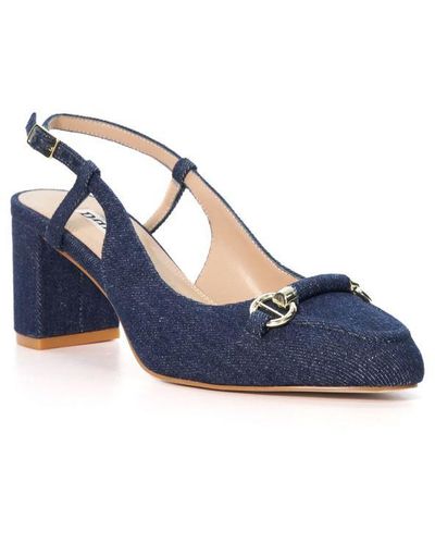 Dune Ladies Crest - Snaffle-trim Block-heel Slingback Courts Fabric - Blue