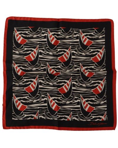 Dolce & Gabbana Sailboat Square Handkerchief Silk Scarf - Black