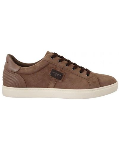 Dolce & Gabbana Brown Suede Leather Trainers Shoes