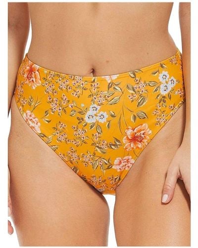 Figleaves Briony High Waist Leg Bikini Bottom - Orange