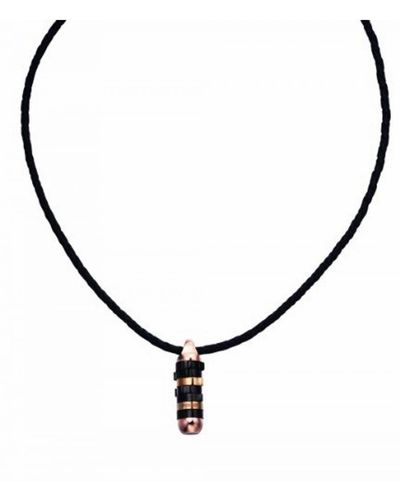 Police "Cam" Leather Necklace - Metallic