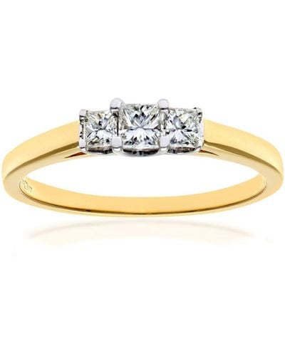 DIAMANT L'ÉTERNEL 18kt Geelgouden 1/3 Karaat Gecertificeerde J/i Princess Cut Diamond Trioligy-ring - Metallic