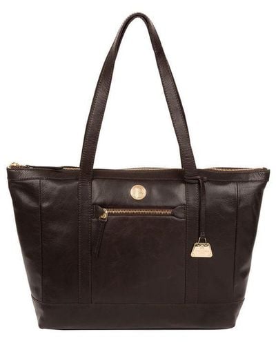 Pure Luxuries 'Willow' Dark Leather Tote Bag - Black