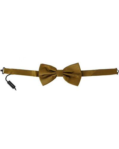 Dolce & Gabbana Yellow Mustard 100% Silk Butterfly Papillon Bow Tie - Natural