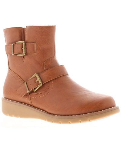Platino Ankle Boots Weeble Zip Tan - Brown