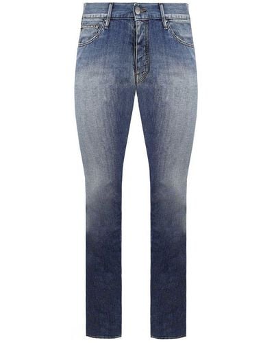 Armani Jeans J28 Slim Fit Bottoms Cotton - Blue