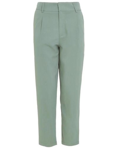 Quiz Petite Khaki High Waisted Tapered Trousers - Green