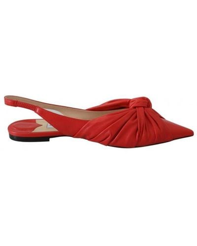 Jimmy Choo Annabell Flat Nap Chilli Leather Shoes - Red
