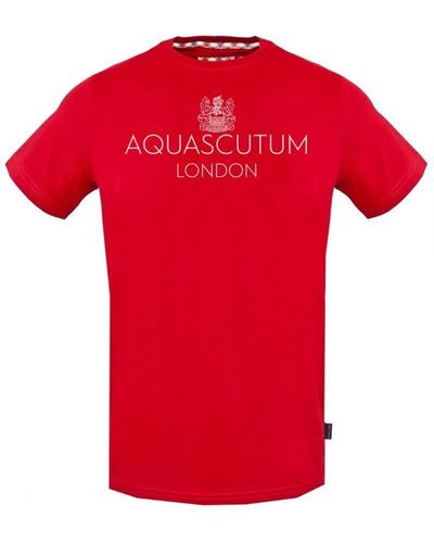 Aquascutum Stitched Aldis Logo T-Shirt Cotton - Red