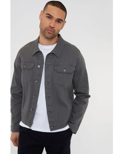 Threadbare Slate Cotton Twill Denim Style Jacket - Grey