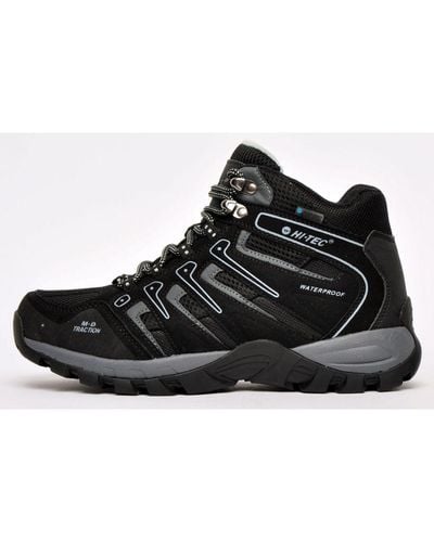 Hi-Tec Men's Torca Mid Waterproof Walking Boots In Black Grey - Zwart