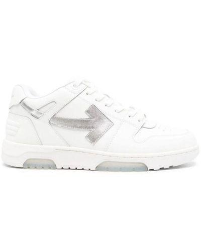 Off-White c/o Virgil Abloh Out Of Office Leren Sneakers In Wit/zilver
