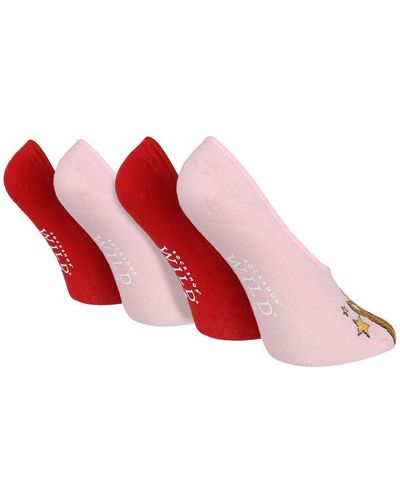 Wildfeet 4 Pack Ladies No Show Socks - Red