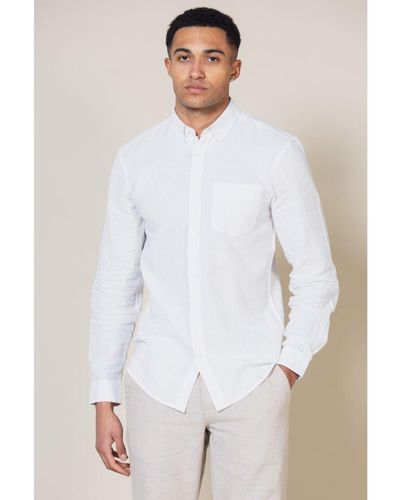 French Connection Long Sleeve Shirt With Linen Viscose - White
