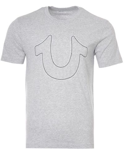 True Religion Double Stitch Horseshoe Logo T-Shirt - Grey