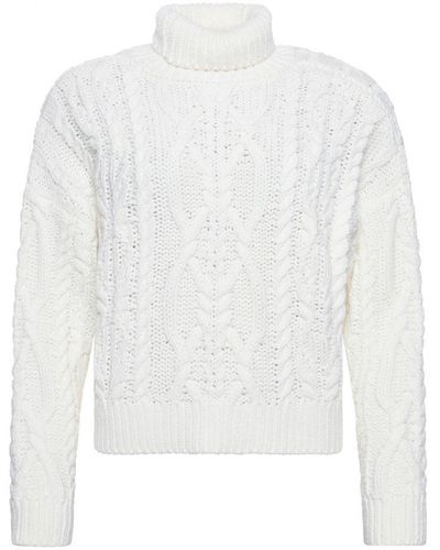 Superdry Cable Knit Polo Neck Jumper - White