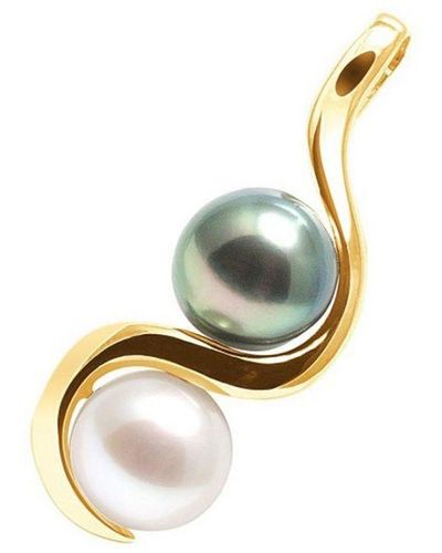 Blue Pearls Pearls Tahitian Pearl And Freshwater Pendant And 375/1000 - Metallic