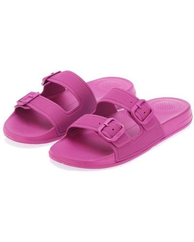 Fitflop Womenss Fit Flop Iqushion Two-Bar Buckle Slide Sandals - Purple