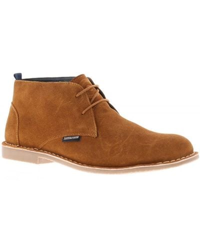 Lambretta Desert Boots Oliver Suede Leather Lace Up Tan - Brown