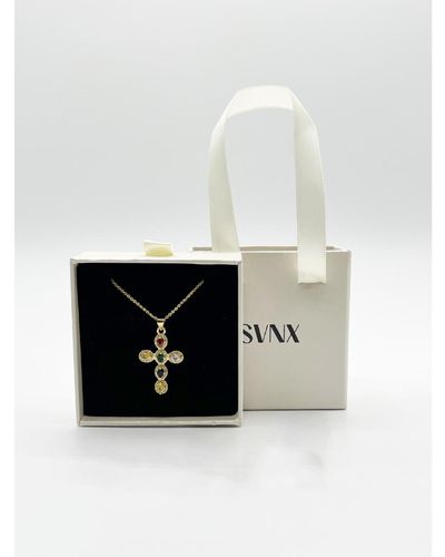 SVNX Cross Pendant Necklace - White