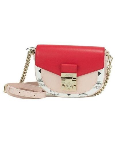 MCM Patricia Mini Firefly Visetos Leather Crossbody Belt Handbag Bag Purse - Red