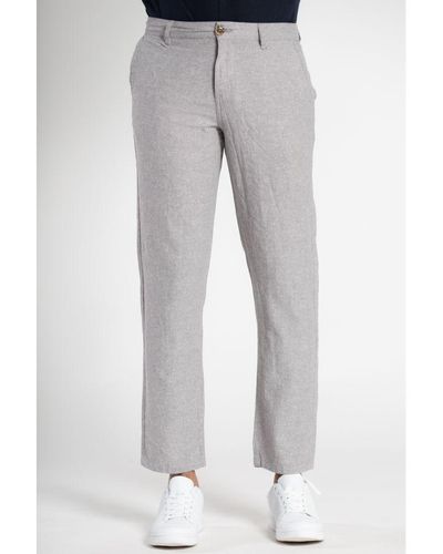 Tokyo Laundry Grey Linen Blend Trousers Cotton