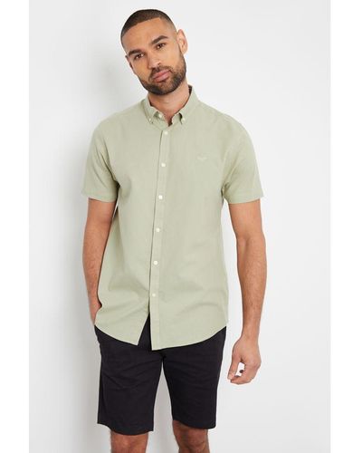 Threadbare Oxford Cotton 'Inferno' Short Sleeve Shirt - Green