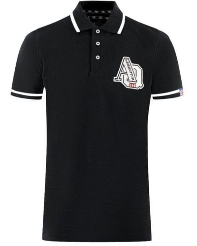 Aquascutum Aq 1851 Embroidered Tipped Polo Shirt - Black