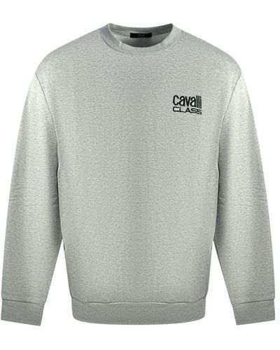 Roberto Cavalli Class Print Logo Jumper Cotton - Grey